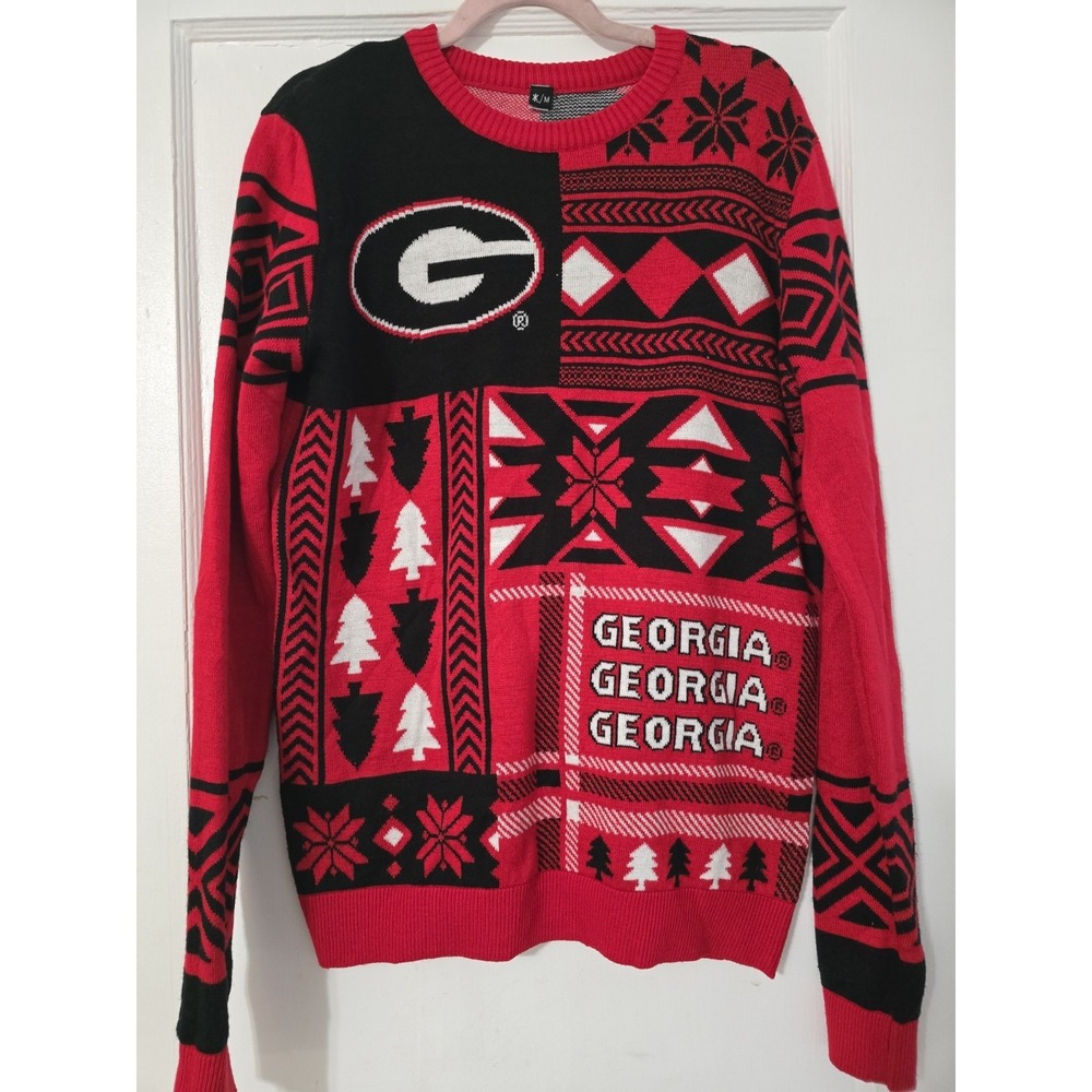 Georgia Bulldogs Medium NCAA Mens Holiday Ugly Sweater, Red